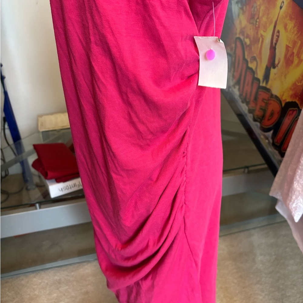 NWT Treasure & Bond Side Ruching Sleeveless Dress, Size 2X Color Pink - Picture 3 of 7